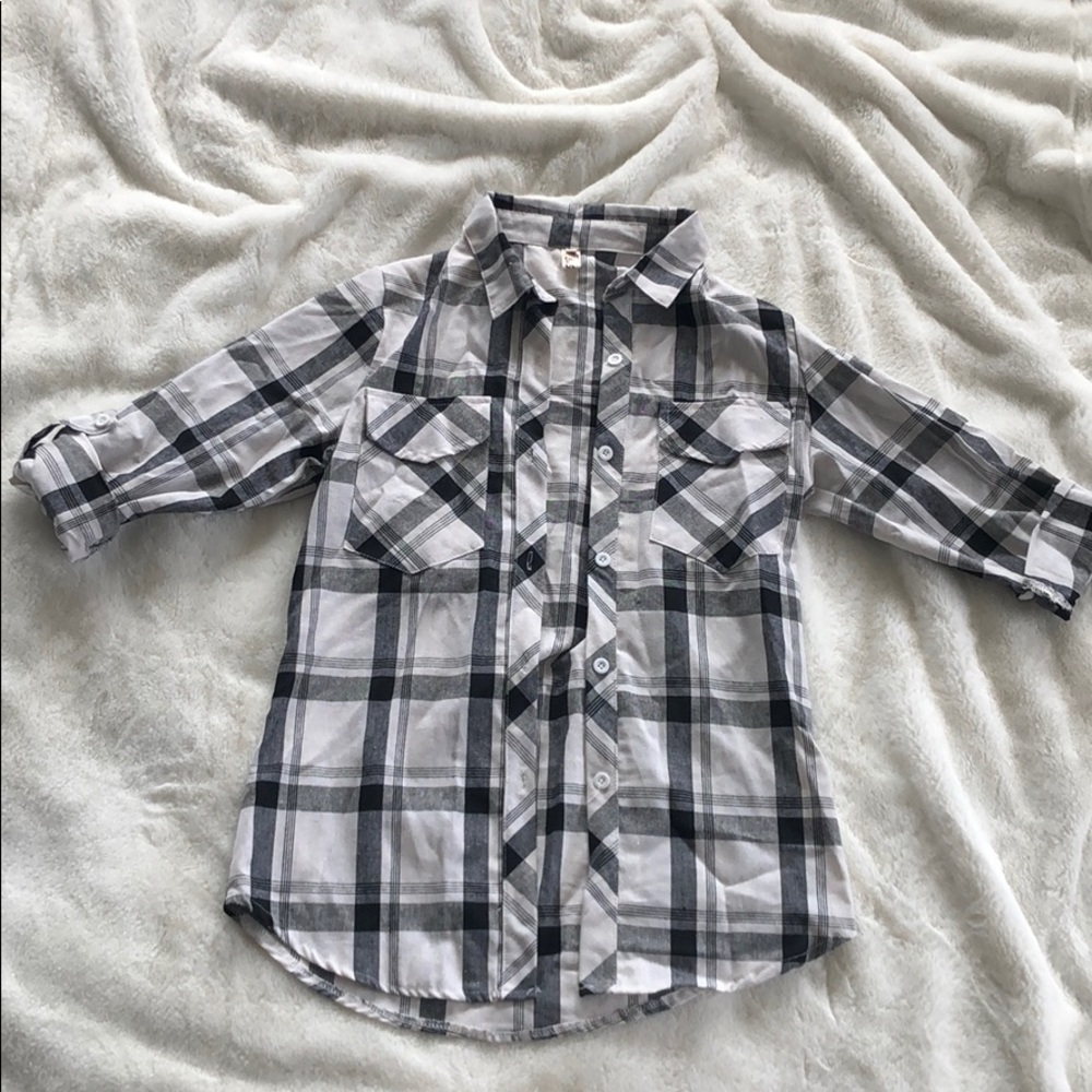 White and Black Plaid Shirt